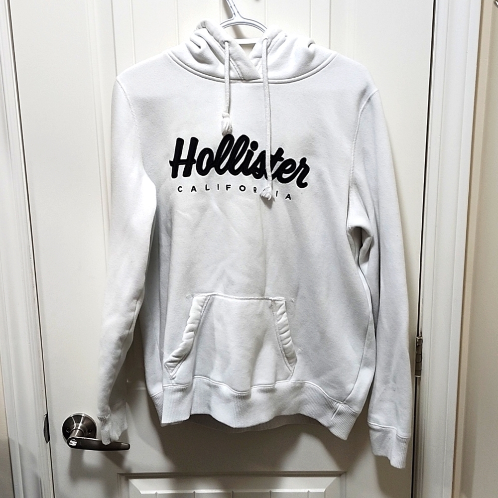 Hollister White and Black Hoodie, Size L